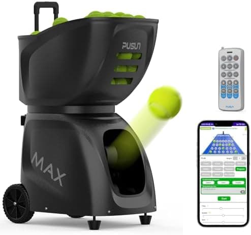 PT-MAXC Advanced Tennis Ball Launcher - Hohe Präzision, eingeBAgelbare Geschwindigkeit und Spinning. Ideal für Solo-Übun