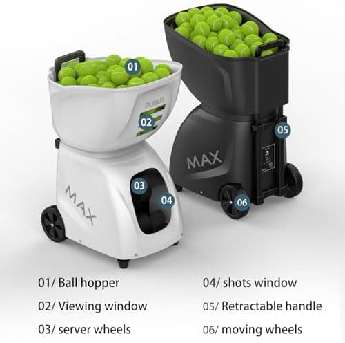 PT-MAXC Advanced Tennis Ball Launcher - Hohe Präzision, eingeBAgelbare Geschwindigkeit und Spinning. Ideal für Solo-Übun