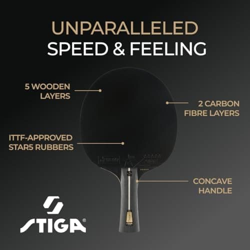 STIGA Pro Carbon Tischtennisschläger - ITTF zugelassen - Verbesserte Geschwindigkeit, Kontrolle und Komfort - Touch Carb