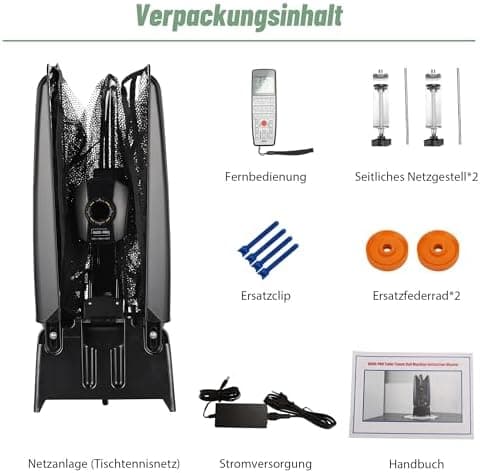 Tischtennis Roboter mit Fernbedienung für Profis und Amateure - 200-Ball-Aufnahmefähig, perfektes Trainingsgeräts für a