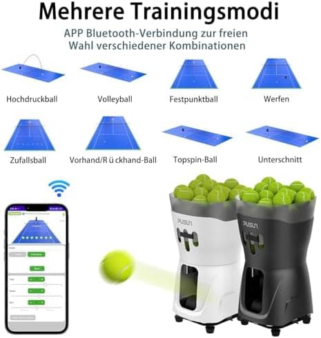 PT-MINIPro Tragbare Tennisballmaschine - Leichte Indoor-Tennismaschine für Schulen mit APP-Steuerung und 65-Ball-Kapazit