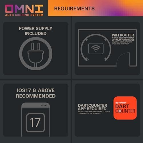 TARGET Darts Omni Dartboard mit Punktezählkamera und LED-Beleuchtung | Ideal für Dartsfans in deraison | Dartscheibe mit
