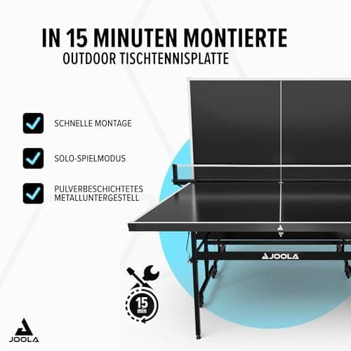 JOOLA Wetterfeste Outdoor Tischtennisplatte NOVA - klappbar und höhenverstellbar für Alle mit Netz