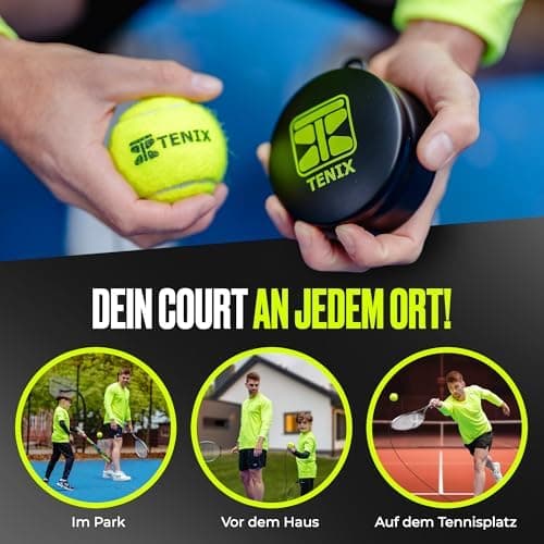 TENIX® Tennis-Trainer Set mit Power-Grip-System für Kinder & Erwachsene | Tennis alleine im Hof, im Park, auf dem Tennis