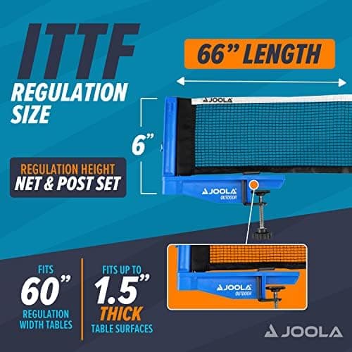 Jooola Tischtennisnetz Outdoor - Verstellbare Netzspannung & Praktische Tasche, Freizeitsport, Blau, One Size