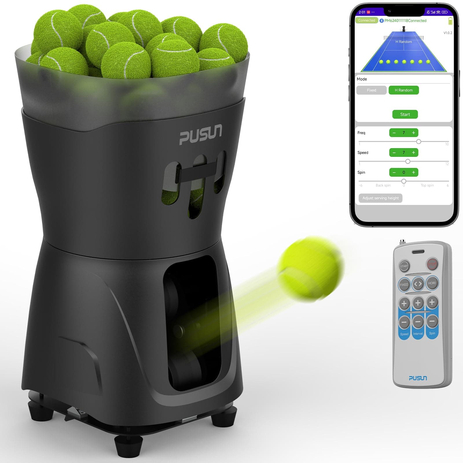 PT-MINIPro Tragbare Tennisballmaschine - Leichte Indoor-Tennismaschine für Schulen mit APP-Steuerung und 65-Ball-Kapazit