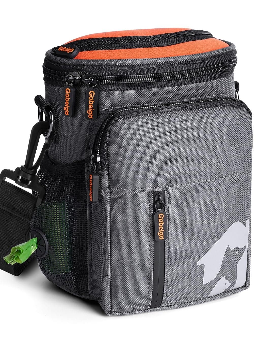 Gobeigo Leckerli-Tasche für Hunde + 8 Tassen und Trainings-Clicker + integrierter Kotbeutelspender + 3-Weg-tragbarer Out